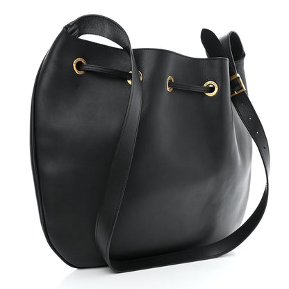 Saint Laurent Smooth Calfskin Paris VII Large Flat Hobo Black 4 of 19