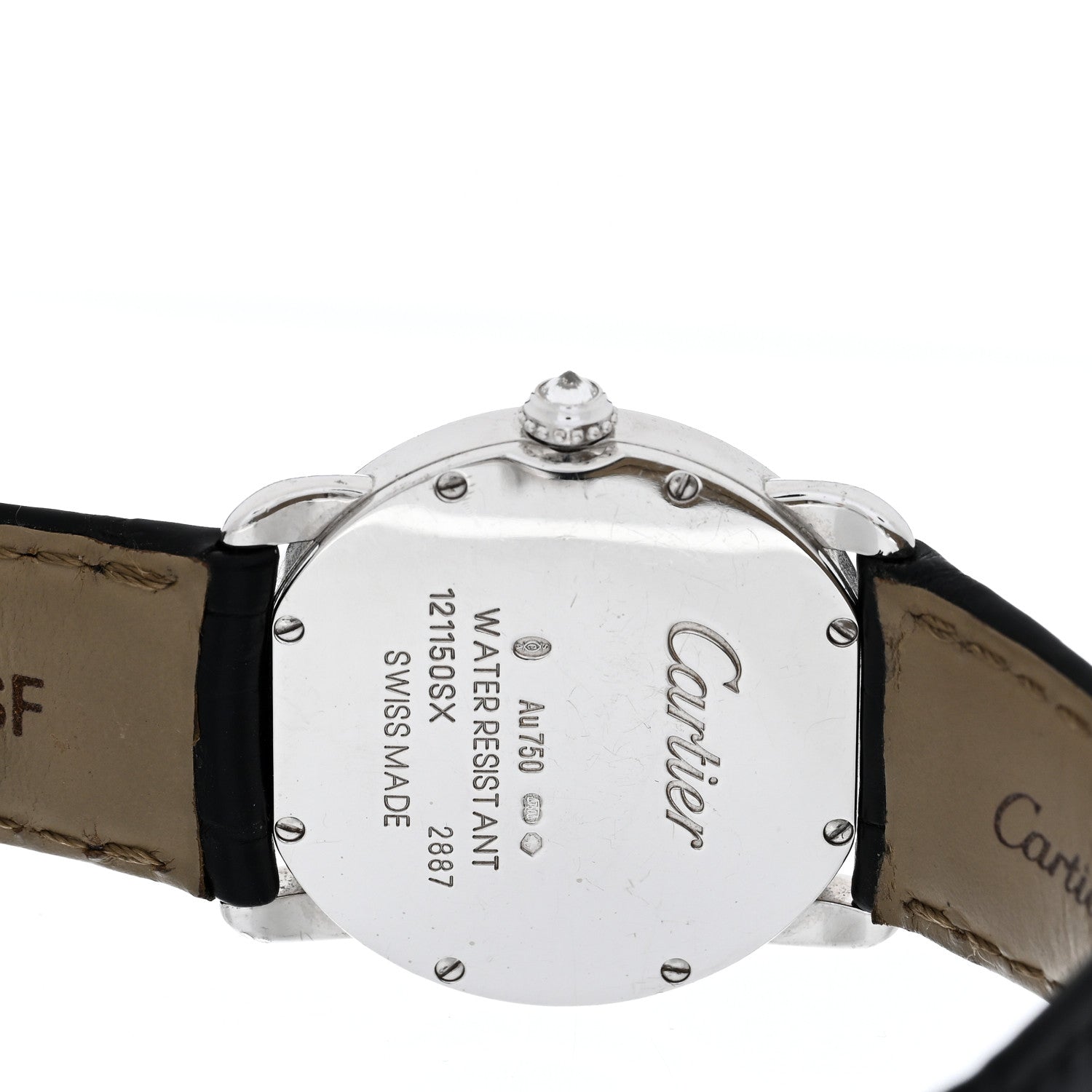 Cartier 18K White Gold Alligator Diamond Bezel 29mm Ronde Louis Quartz Watch 4 of 4