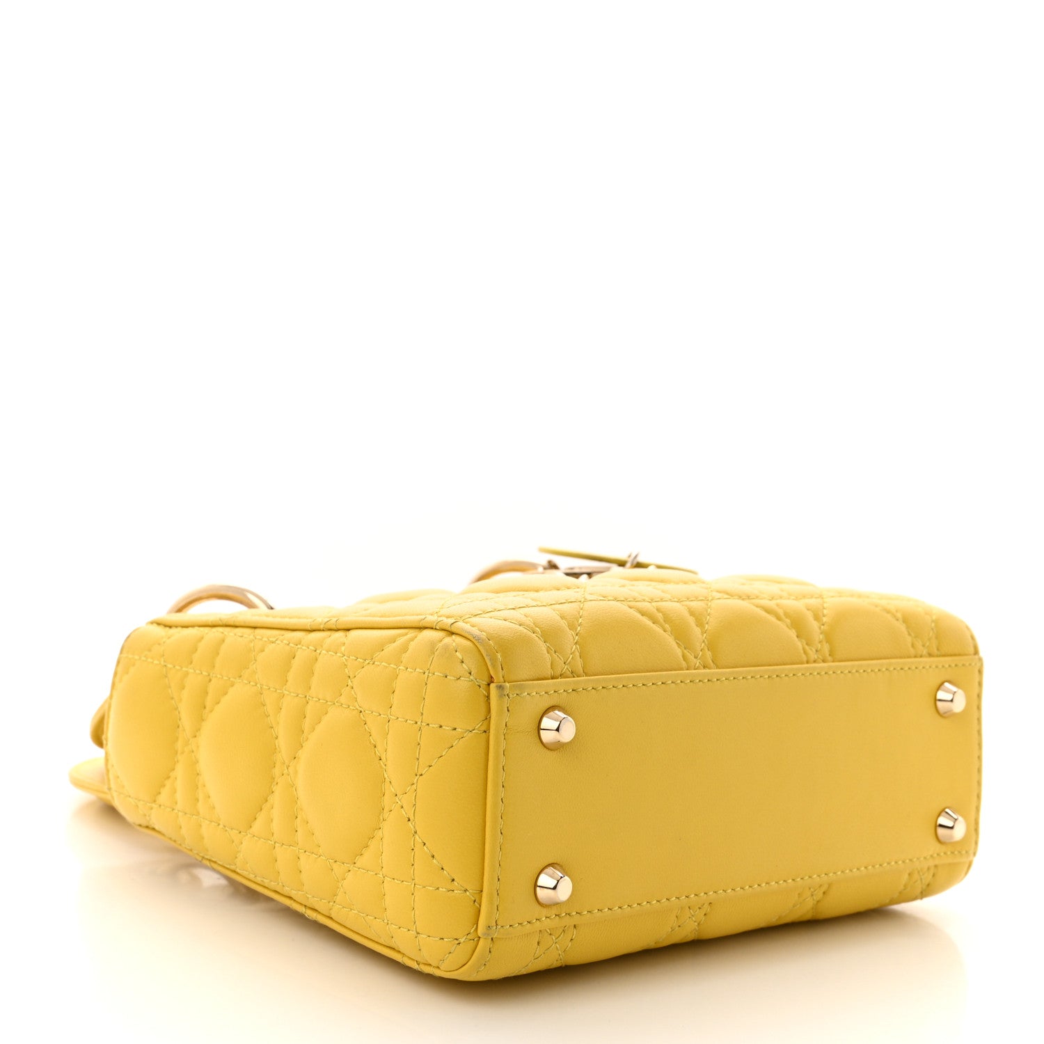 Christian Dior Lambskin Cannage Mini Lady Dior Yellow 4 of 12