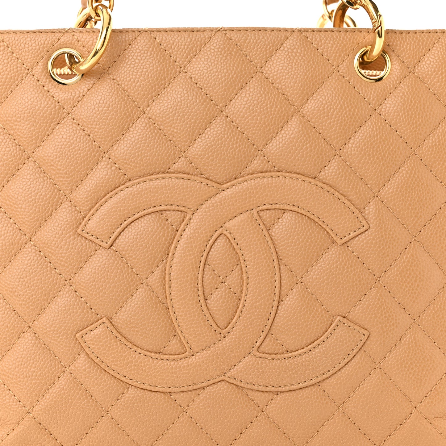 Caviar Quilted Grand Shopping Tote GST Dark Beige