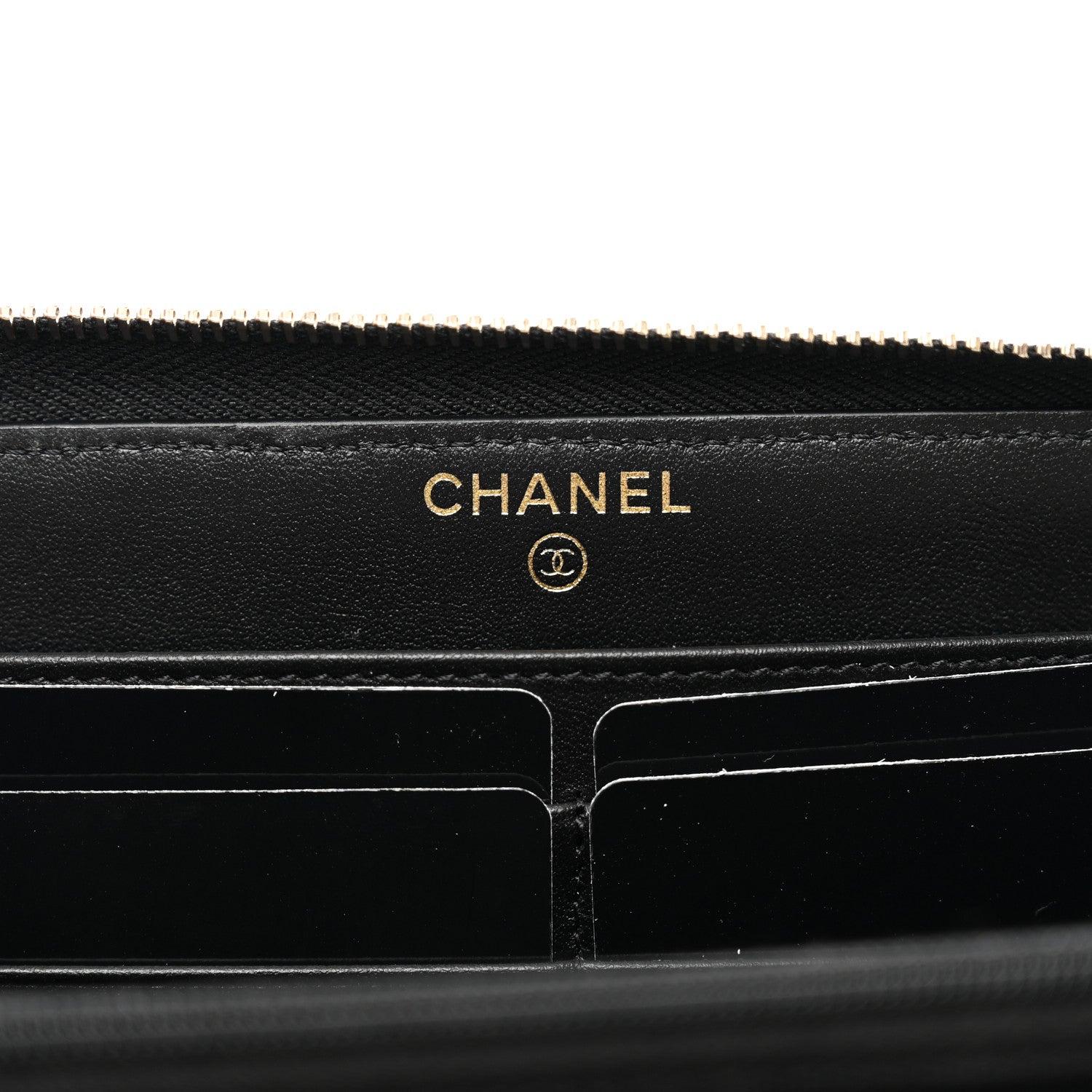 Chanel Caviar Quilted Crystal Enamel Large Gusset Zip Around Wallet Black 6 of 9