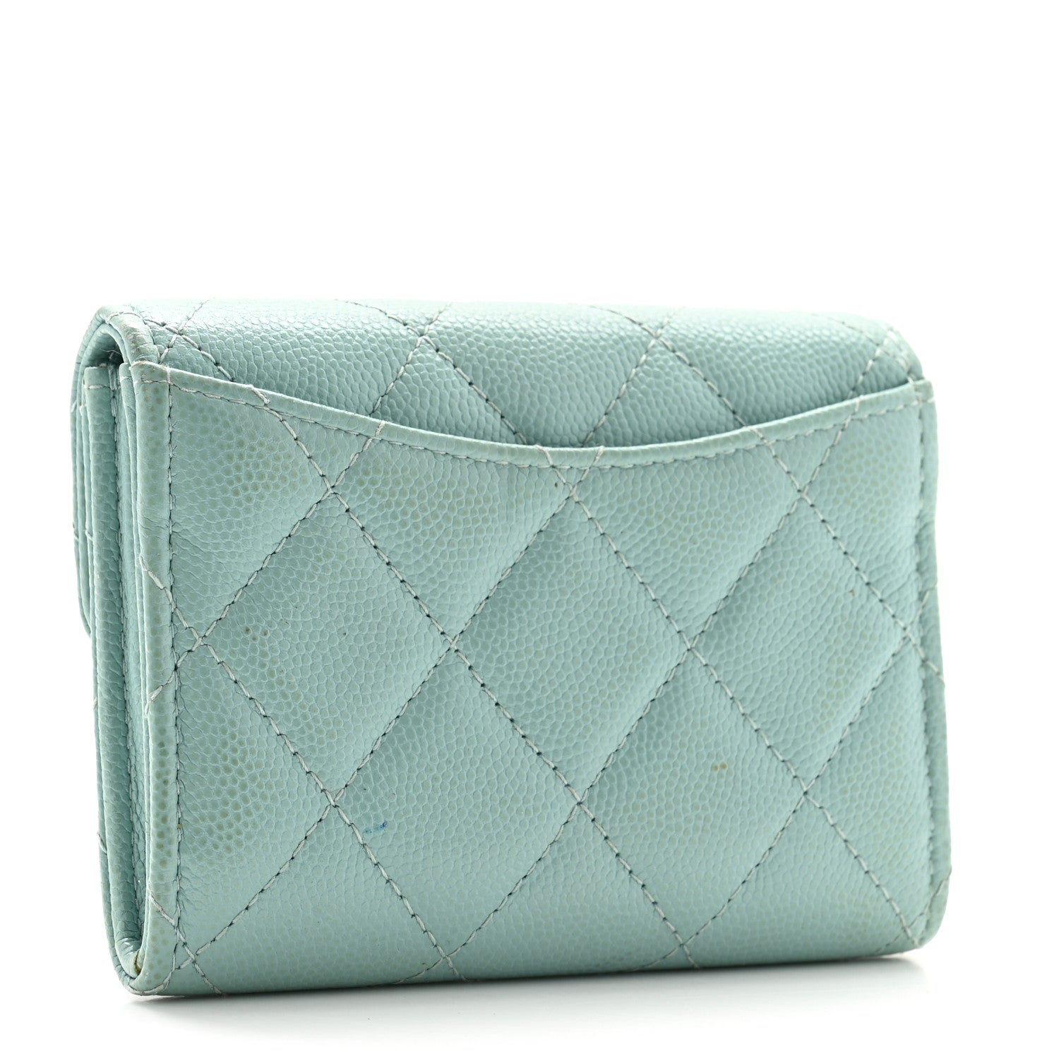 Chanel Caviar Quilted Flap Card Holder Wallet Light Blue 3 of 12