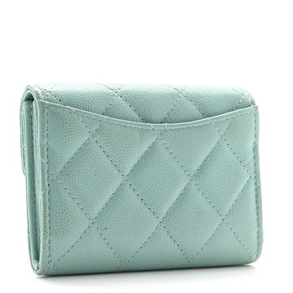 Chanel Caviar Quilted Flap Card Holder Wallet Light Blue 3 of 12