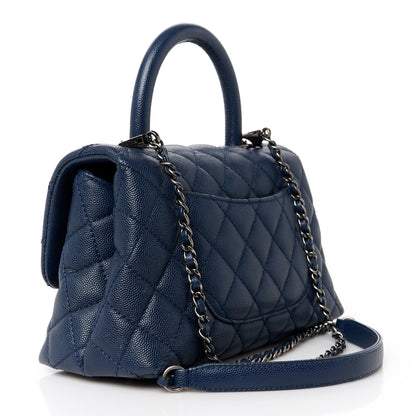 Chanel Caviar Quilted Mini Coco Handle Flap Navy Blue Blue 3 of 11