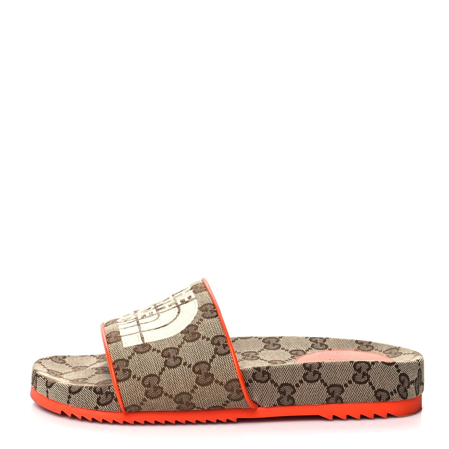 X NORTH FACE Canvas GG Monogram Womens Slide Sandals 39 Beige Mystic White Deep Orange
