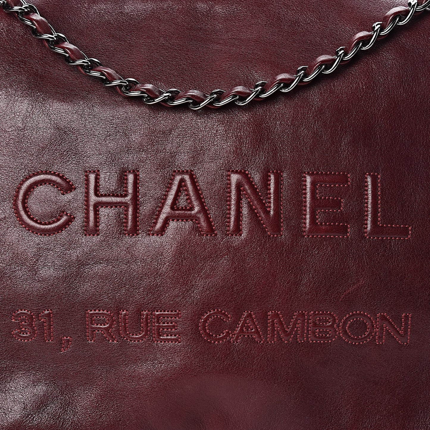 Calfskin 31 Rue Cambon Flap Shoulder Bag Burgundy