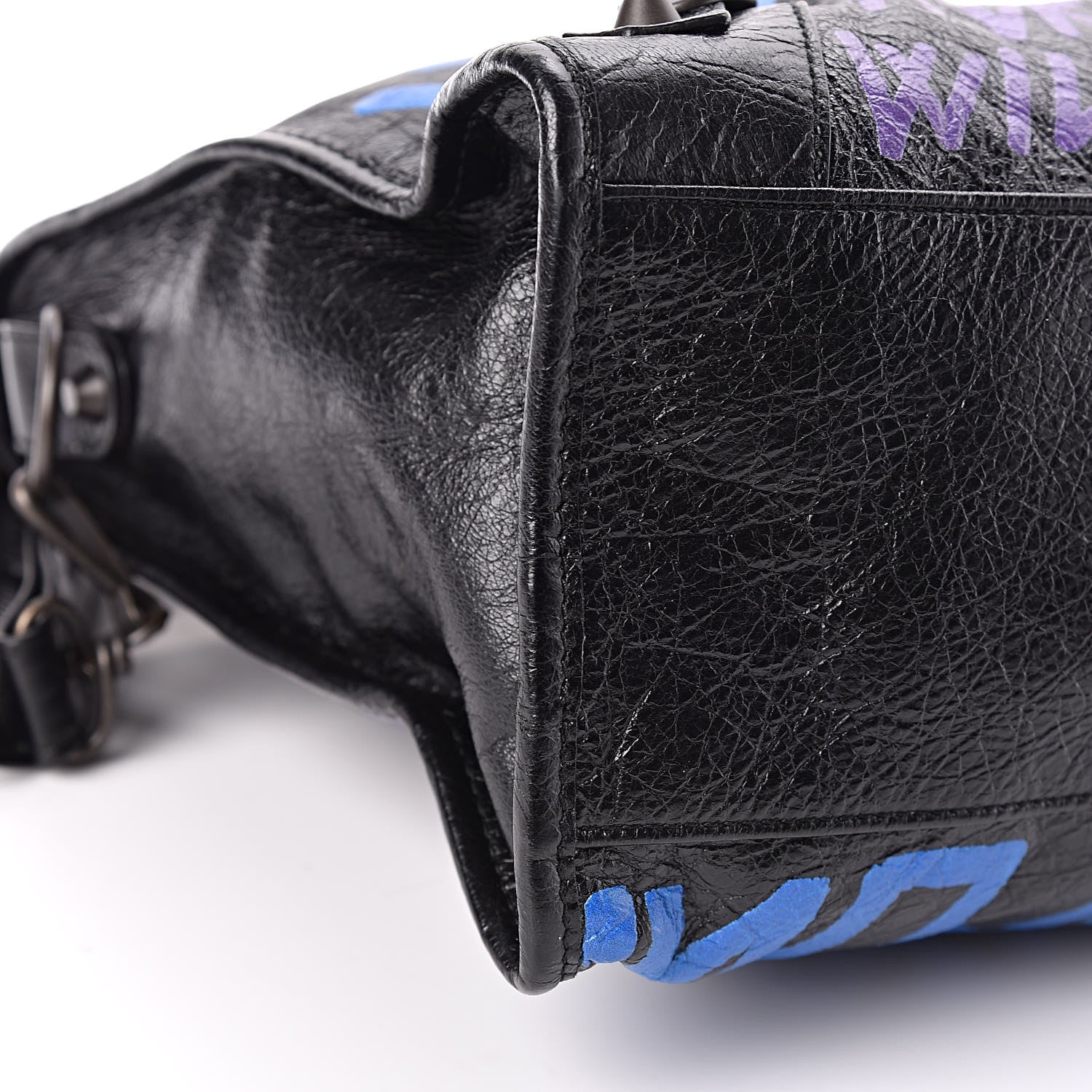 Balenciaga Agneau Arena Graffiti All Over Classic Hardware City Black Bleu Violet 5 of 10