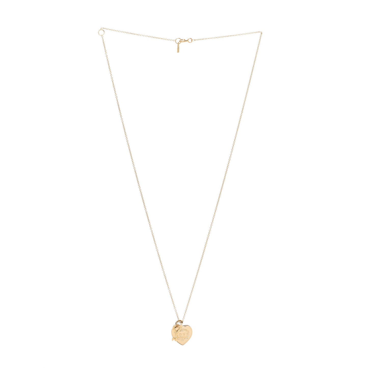 18K Yellow Gold Return To Tiffany Love Heart Tag Key Pendant Necklace