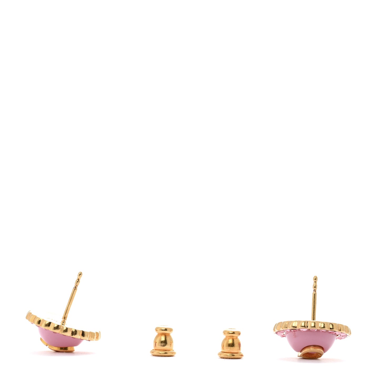 Metal Crystal Glass Petit CD Baroque Stud Earrings Gold Light Rose