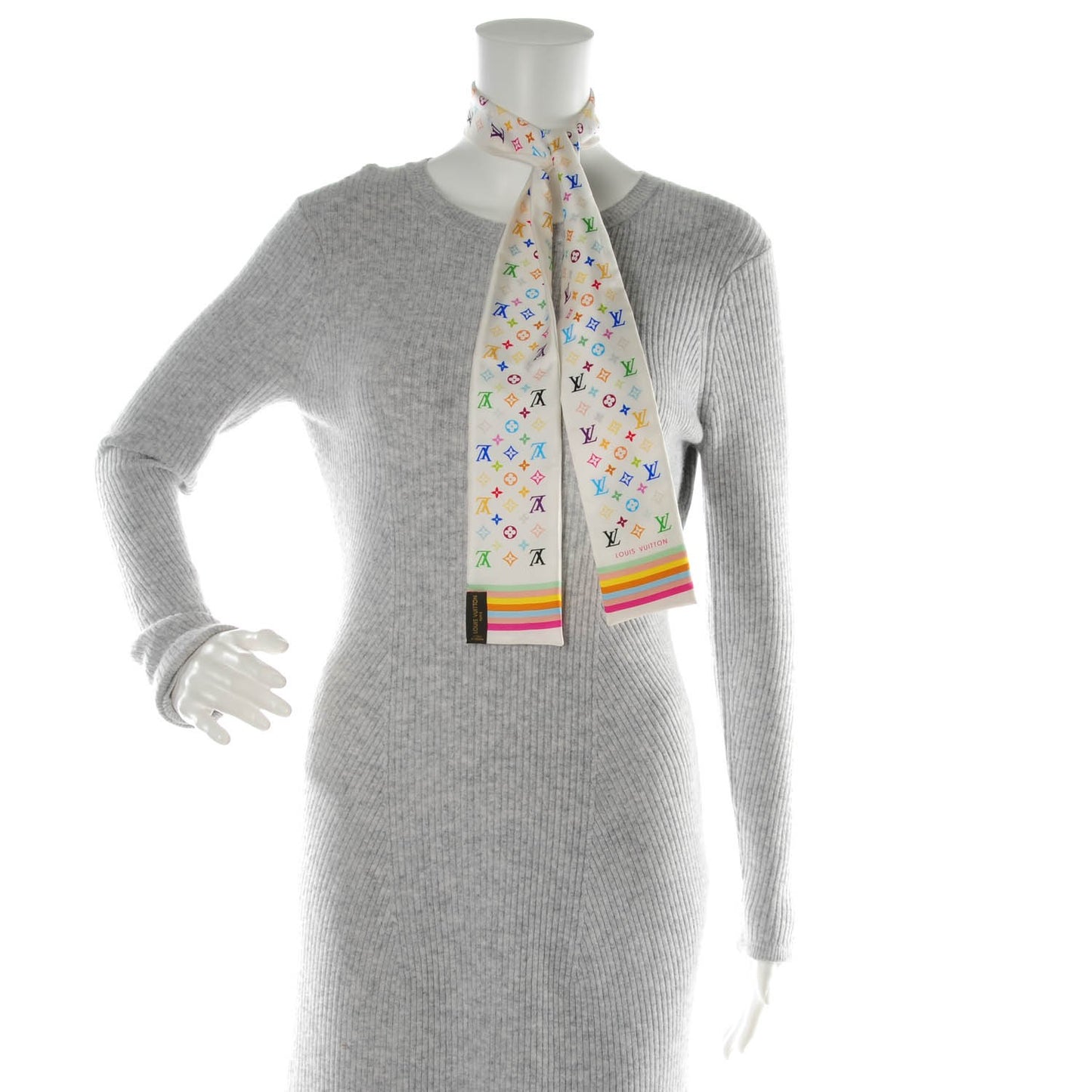 Silk Monogram Multicolor Bandeau White