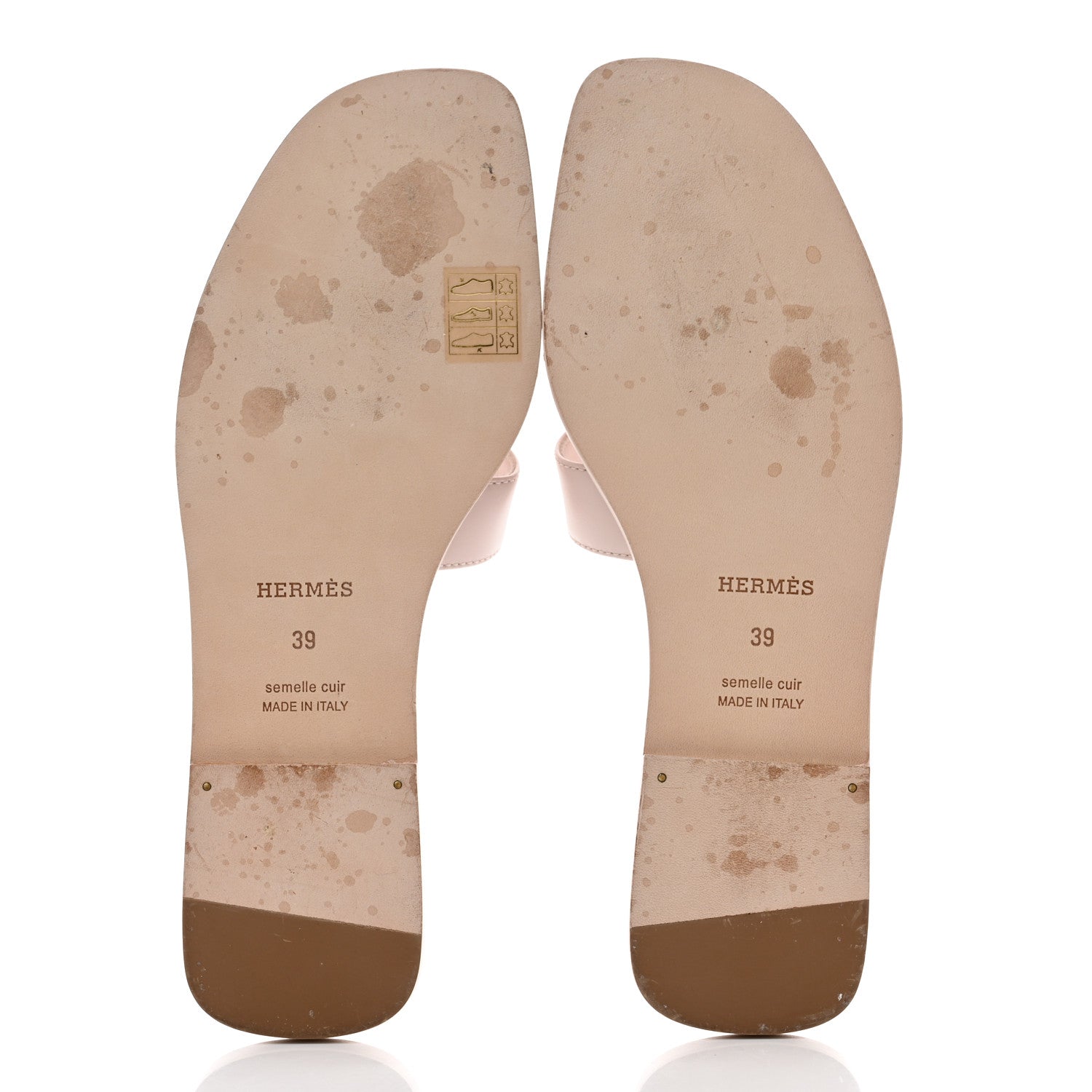 Hermes Box Calfskin Oran Sandals 39 Rose Pale 5 of 8