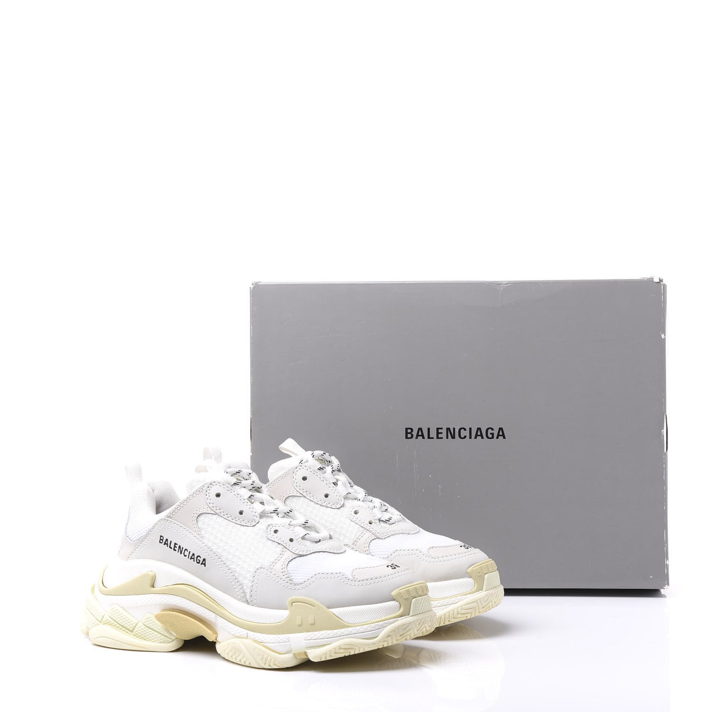 Fabric Mesh Womens Triple S Sneakers 39 White