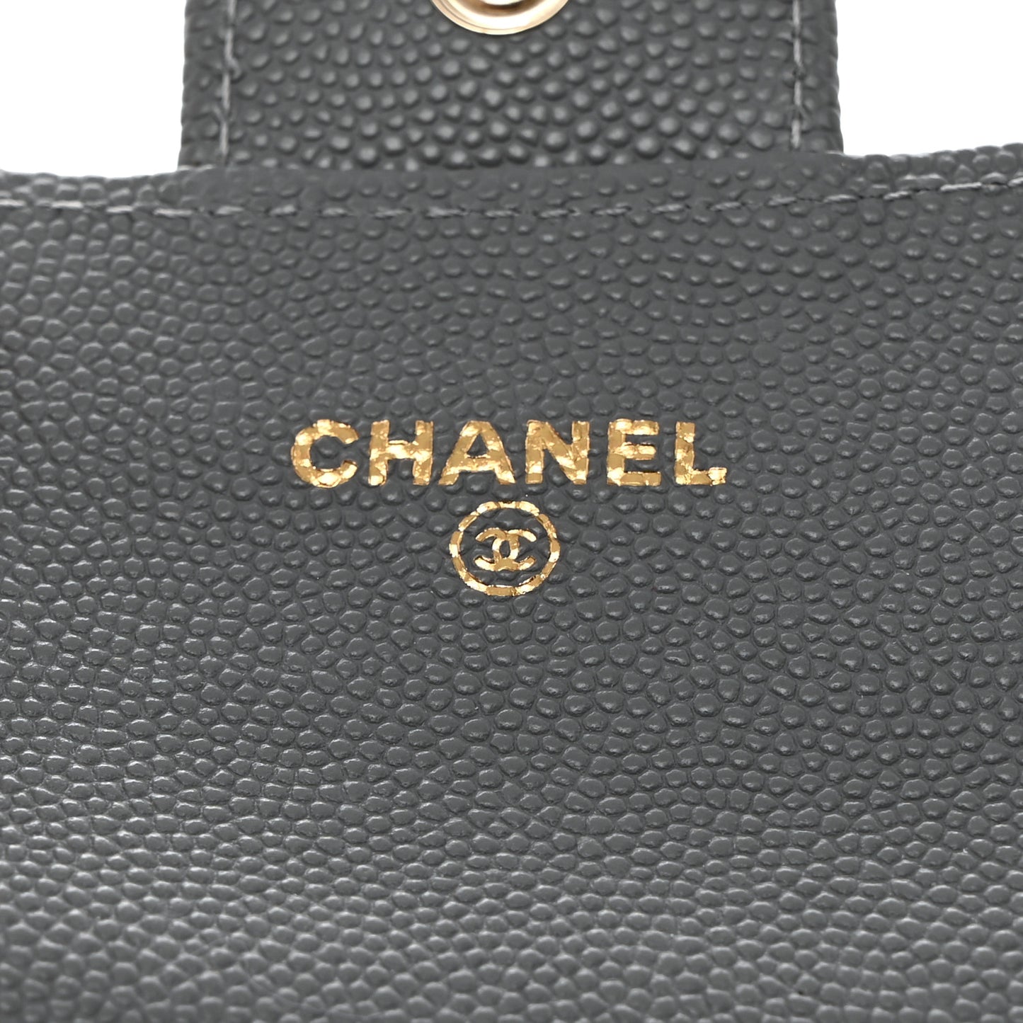 Caviar Quilted Flap Card Holder Wallet Dark Grey