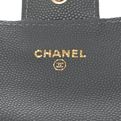 Chanel Caviar Quilted Flap Card Holder Wallet Dark Grey 6 of 9