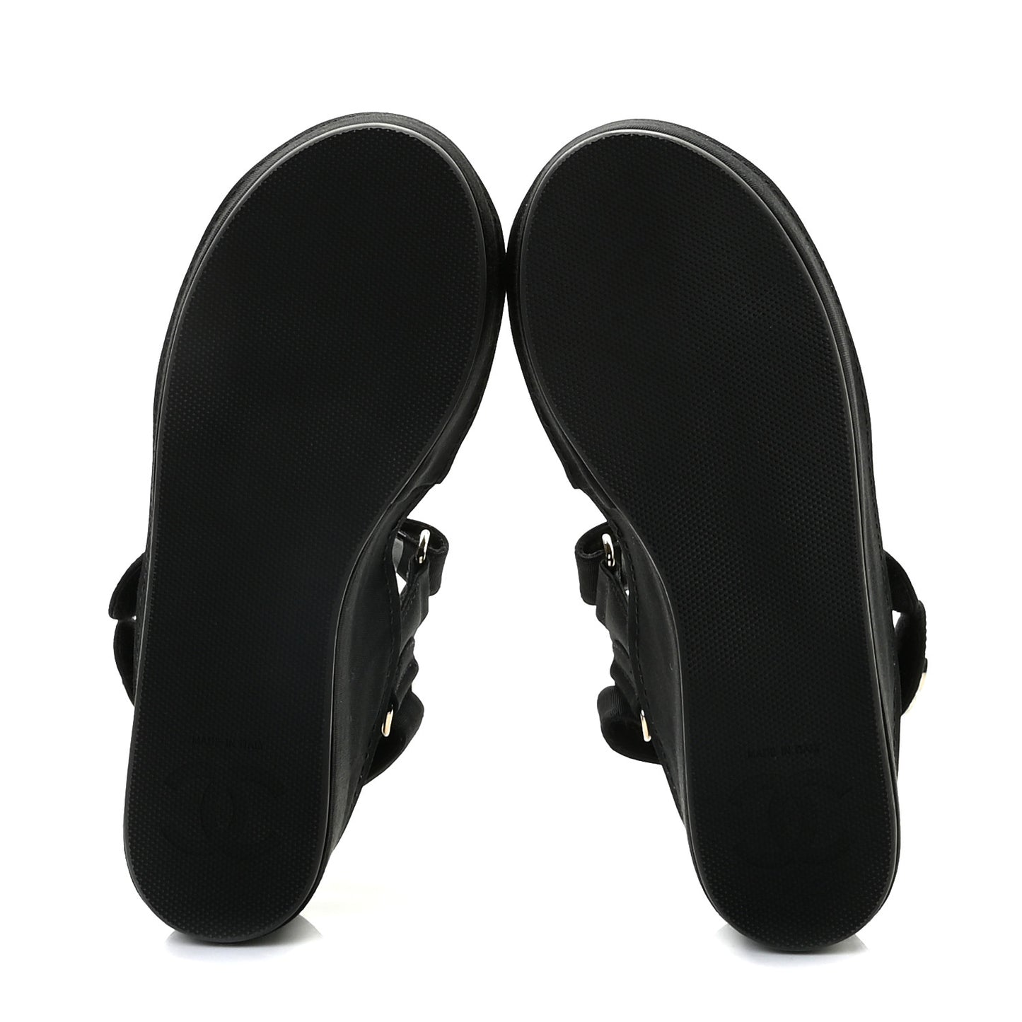 Grosgrain Crystal Logo Platform Sandals 36 Black