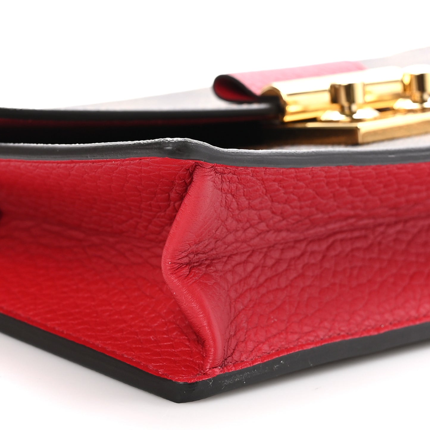 Damier Ebene Croisette Chain Wallet Scarlet
