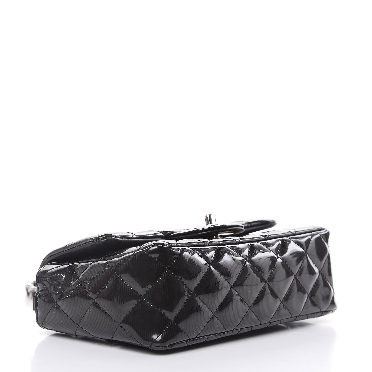 Chanel Striated Patent Quilted Mini Rectangular Flap Black 4 of 12