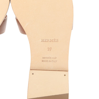 Hermes Box Calfskin Oran Sandals 37 Gold 6 of 8