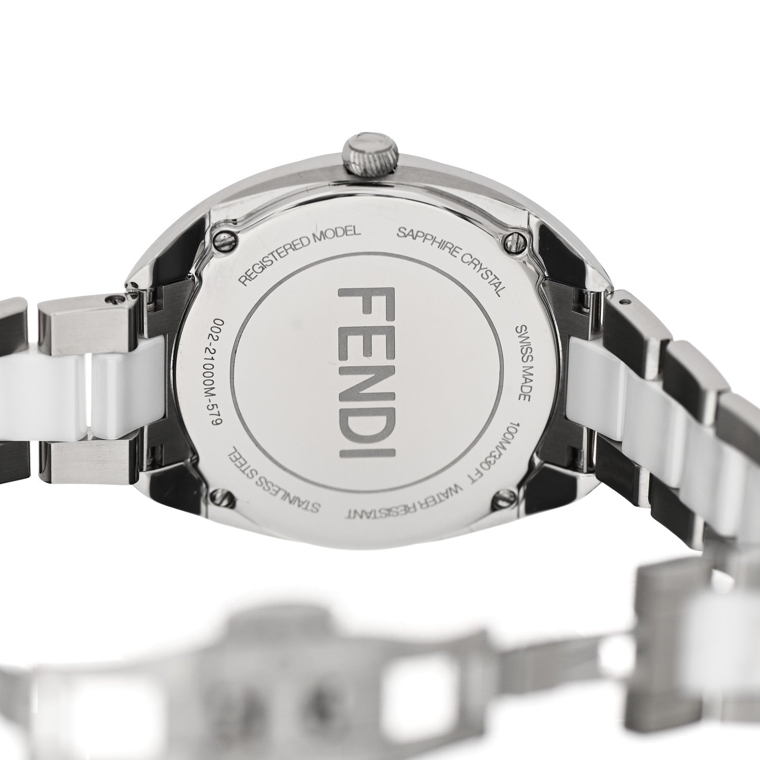 Fendi Stainless Steel Ceramic Diamond 34mm Momento Bugs Quartz Watch Orange 4 of 5