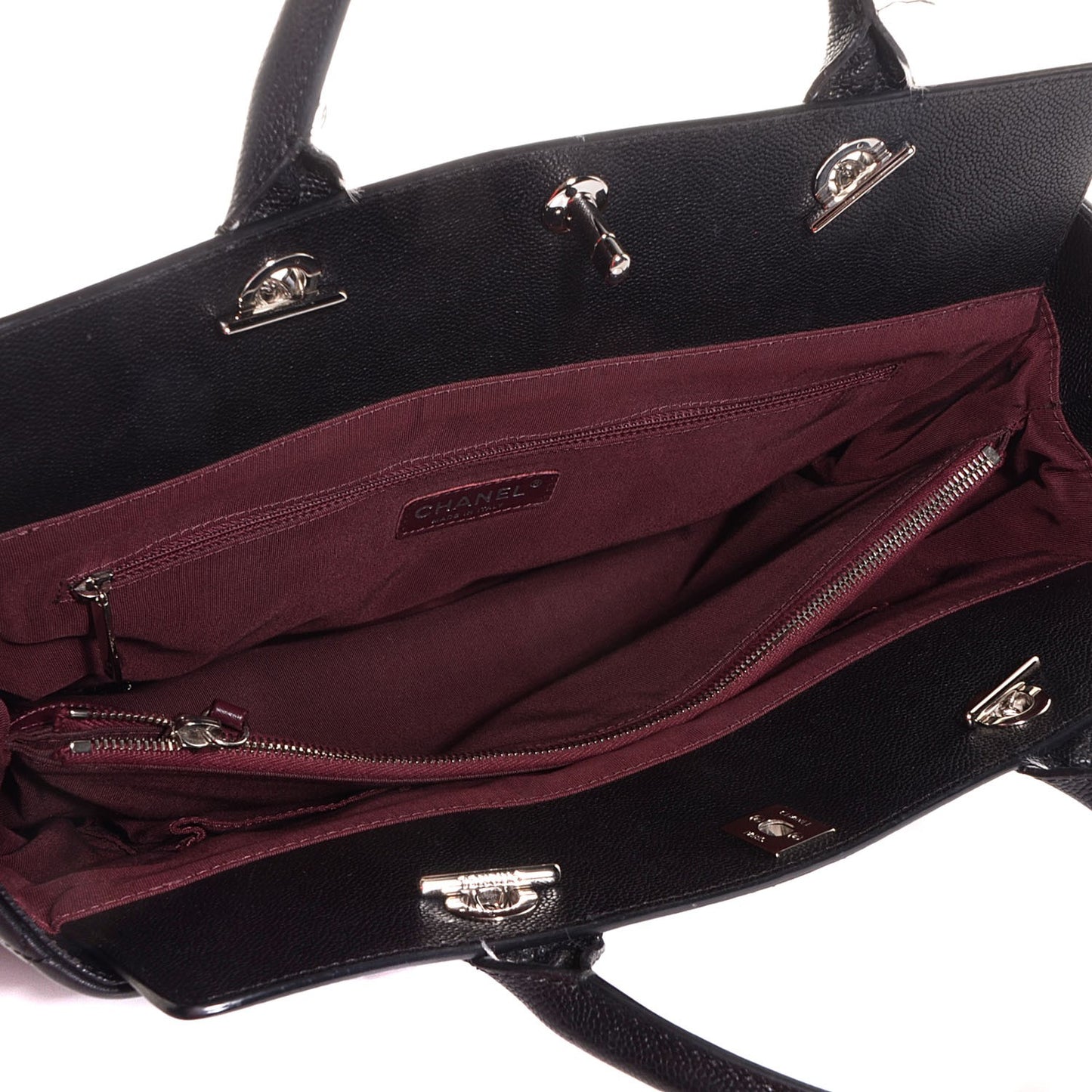 Lambskin Caviar Quilted Bi Coco Large Shopper Tote Black