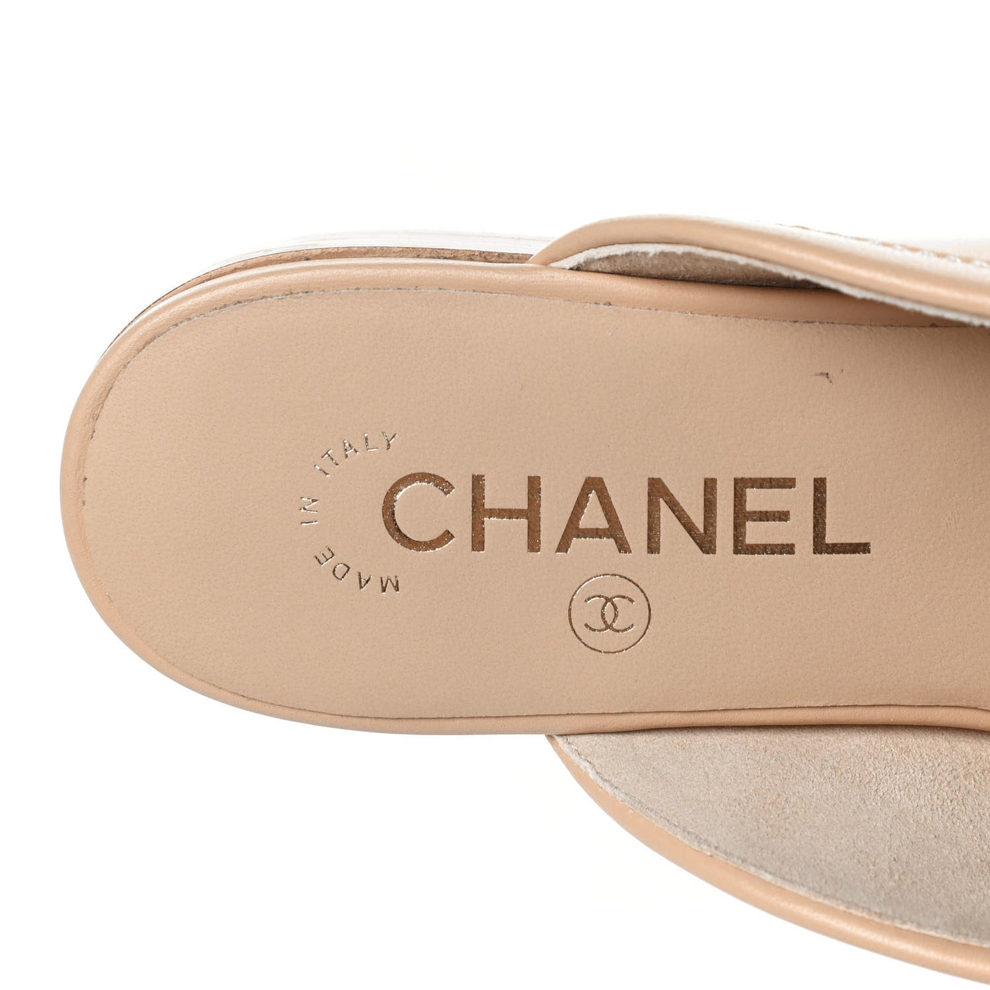Lambskin Pearl CC Mules 37.5 Beige