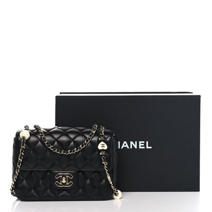 Chanel Lambskin Resin Quilted Mini Heart Square Flap Black 11 of 11