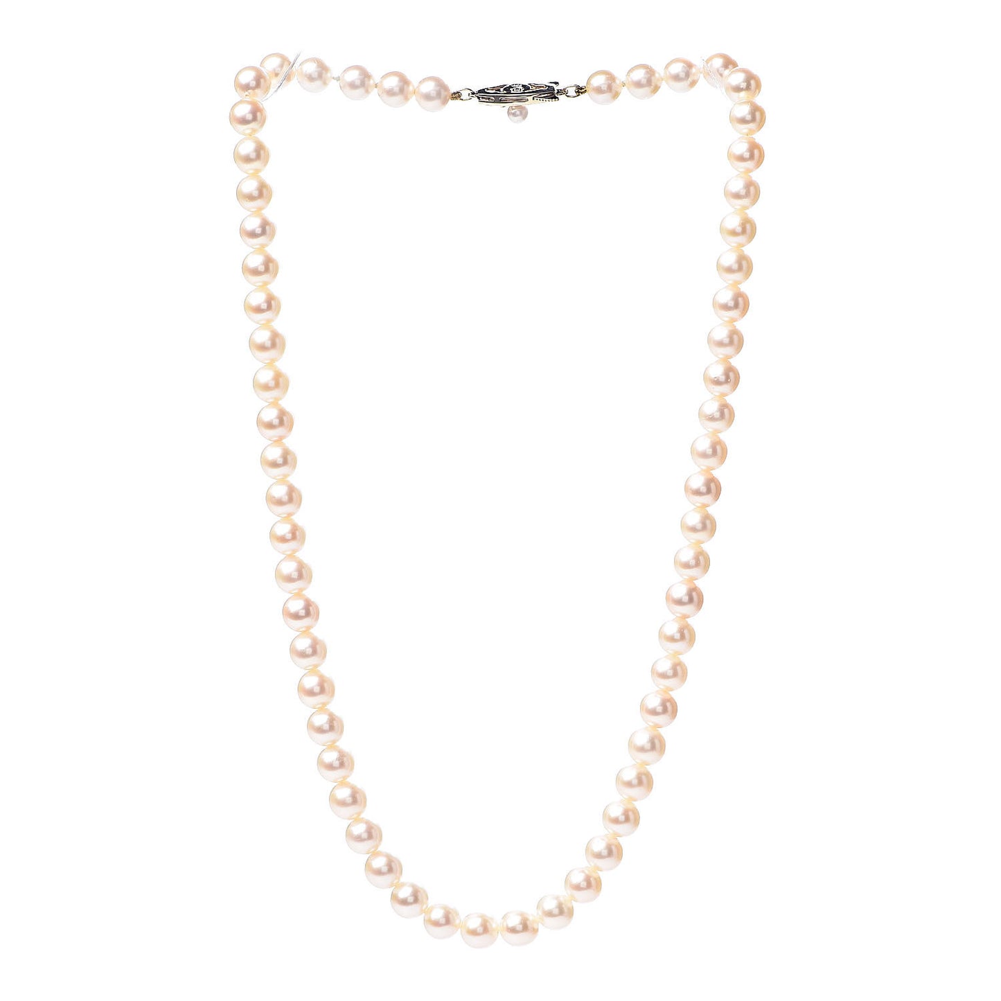 14K Yellow Gold Akoya Pearl 7-7.5mm Strand Necklace 17.5"