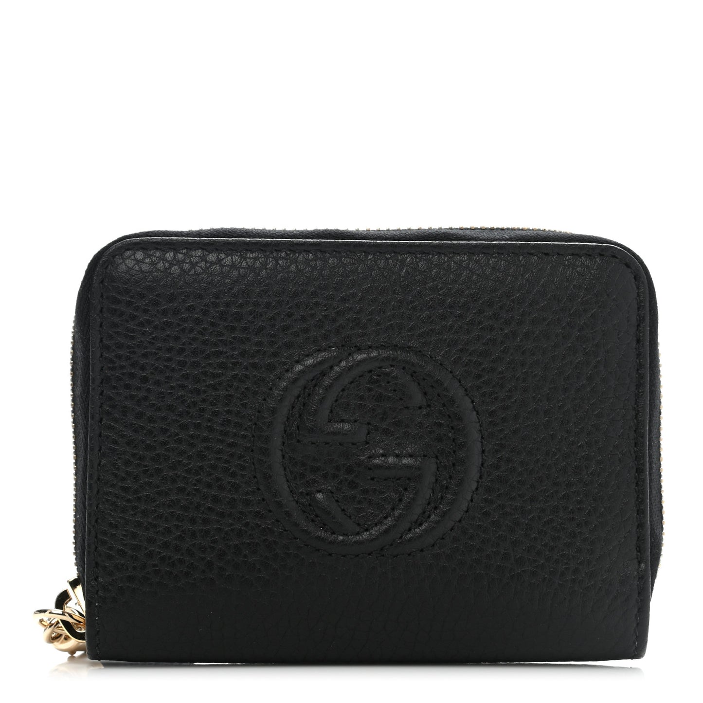 Pebbled Calfskin Small Soho Zip Around Wallet Black