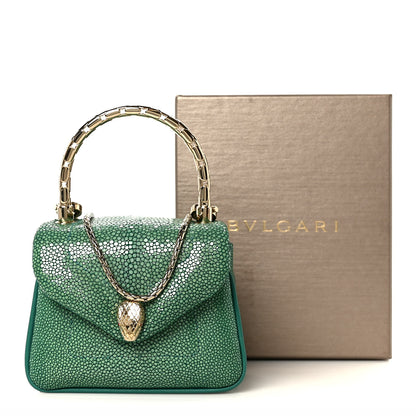 Bulgari Galuchat Serpenti Reverse Micro Top Handle Emerald Green 12 of 12