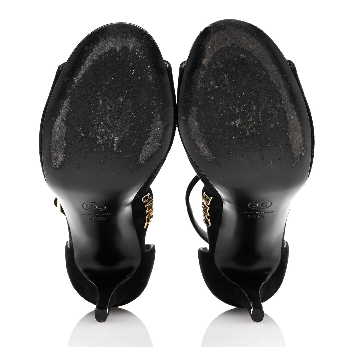 Suede Quilted Logo Sandals 38.5 Black