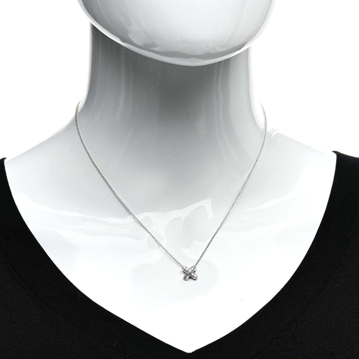 Tiffany Platinum Diamond Cross Stitch Pendant Necklace 2 of 4