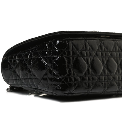 Christian Dior Crinkled Patent Lambskin Cannage Medium Caro Bag Black 6 of 16