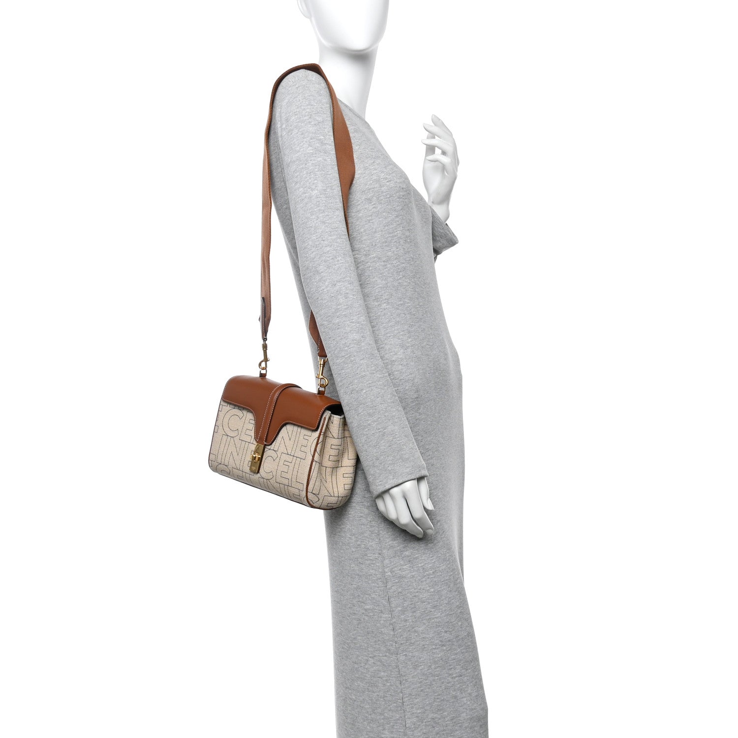 Celine Canvas Smooth Calfskin Teen 16 Crossbody Bag Natural Tan 2 of 13