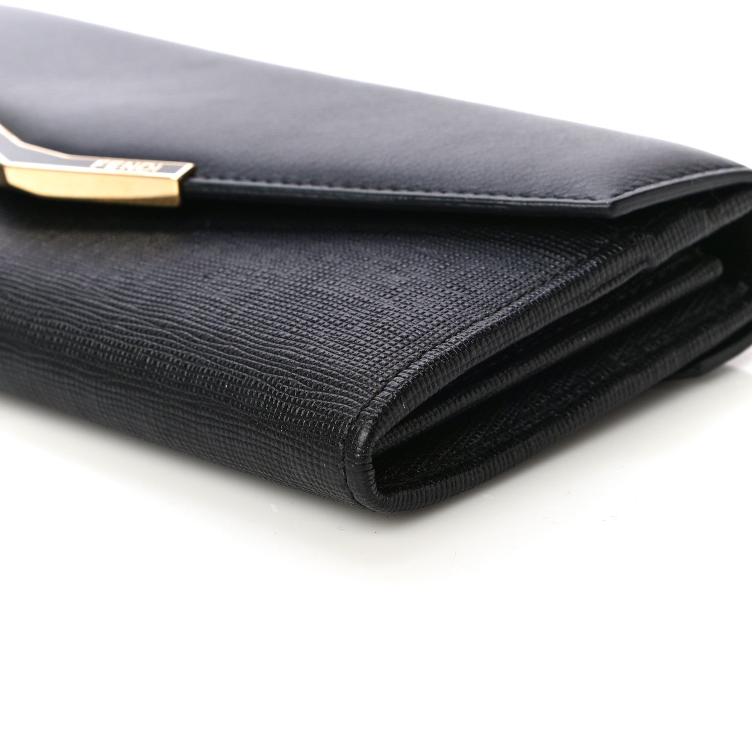 Fendi Vitello Elite Flamingo 2Jours Continental Wallet Black 9 of 11