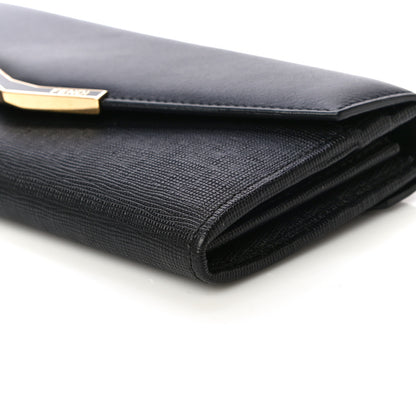 Fendi Vitello Elite Flamingo 2Jours Continental Wallet Black 9 of 11