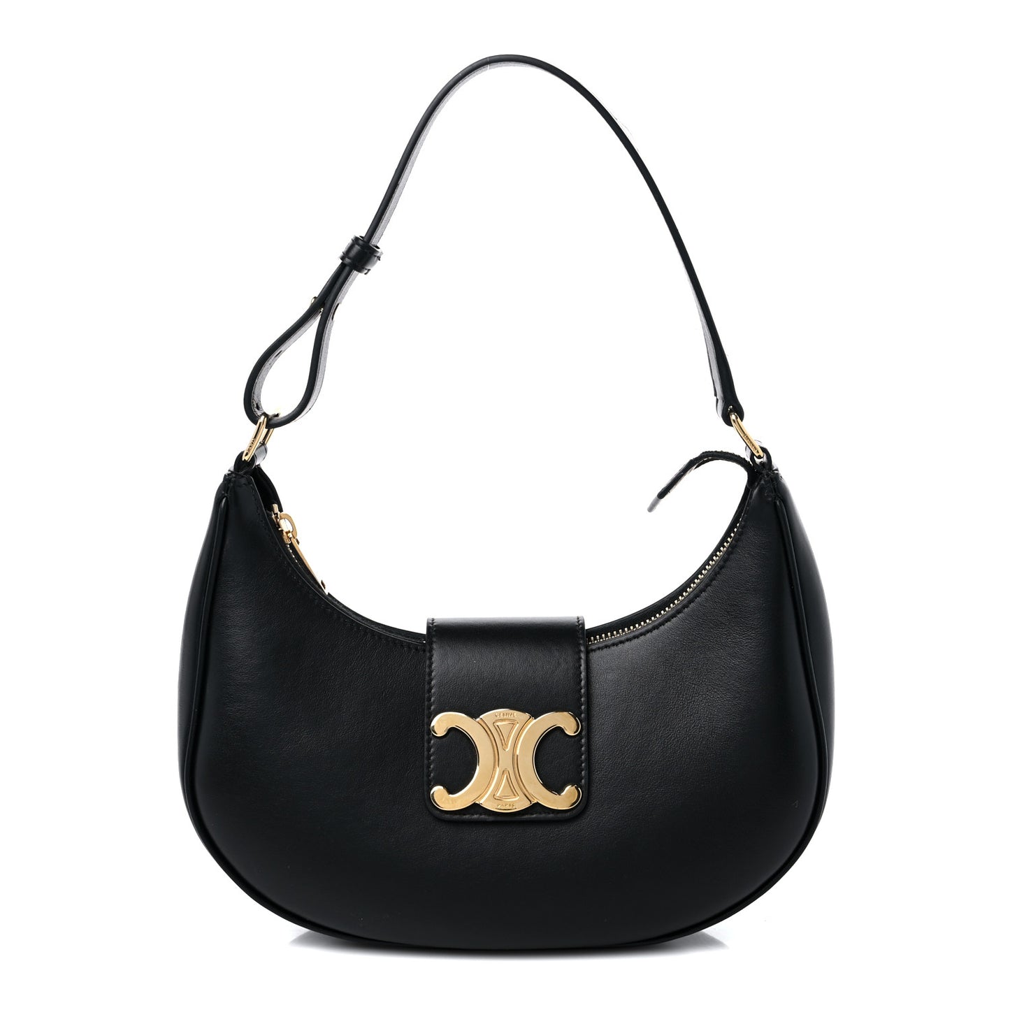 Smooth Calfskin Ava Triomphe Soft Bag Black