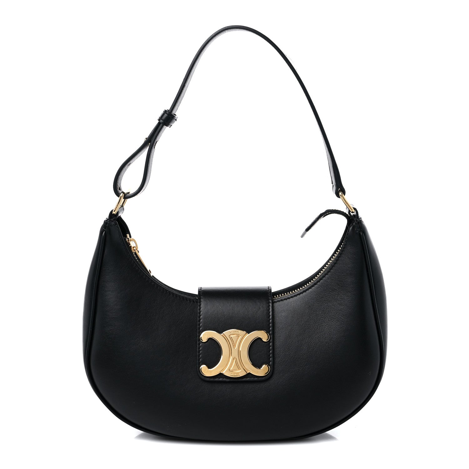 Celine Smooth Calfskin Ava Triomphe Soft Bag Black 1 of 12
