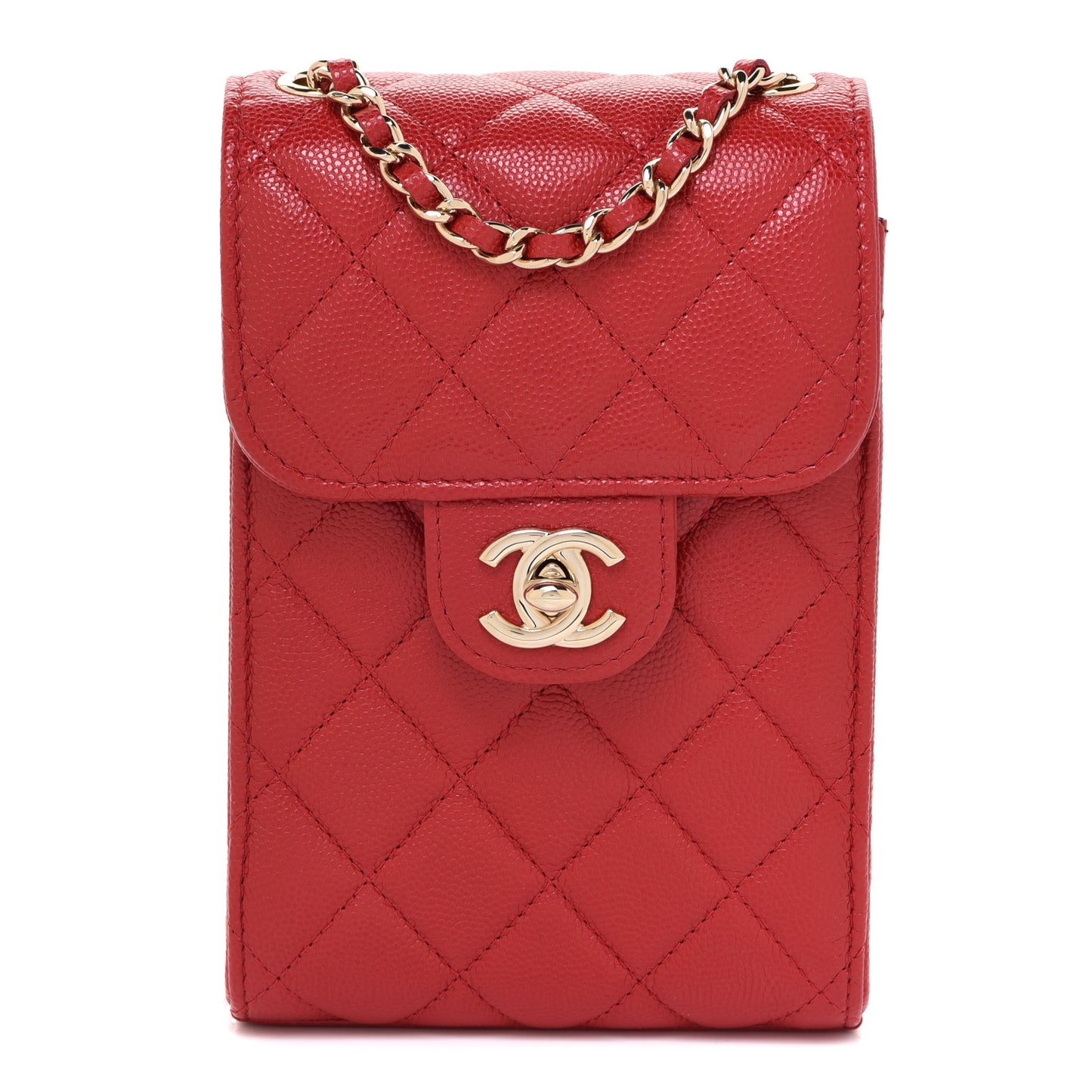 Caviar Quilted Classic Phone Holder Red