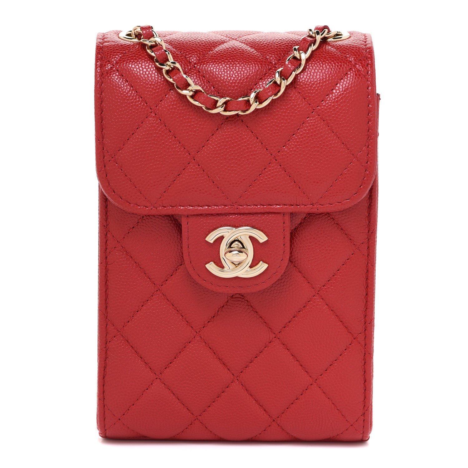 Chanel Caviar Quilted Classic Phone Holder Red 1 of 9