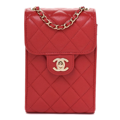 Chanel Caviar Quilted Classic Phone Holder Red 1 of 9