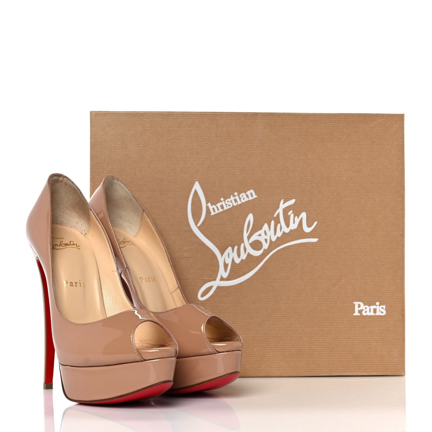 Christian Louboutin Patent Lady Peep 150 Pumps 36 Nude 8 of 8