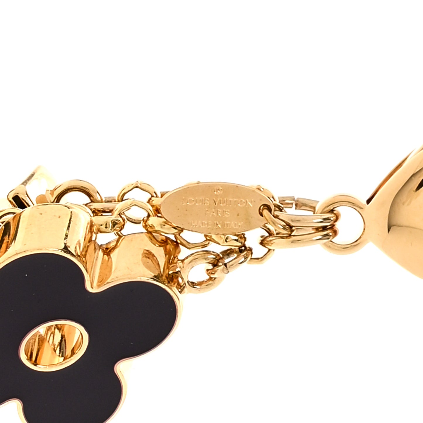 Metal Enamel Fleur De Monogram Bag Charm Dore