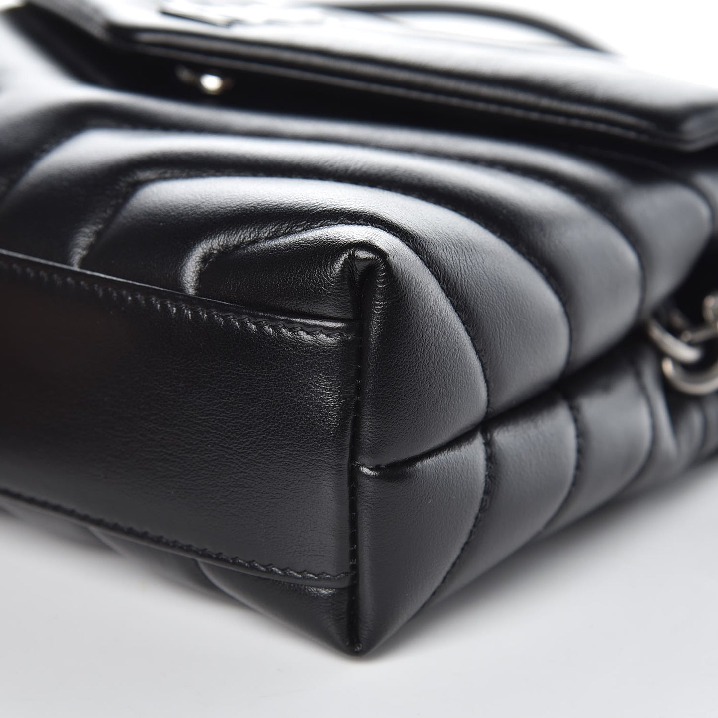 Calfskin Y Quilted Monogram Toy Loulou Crossbody Bag Black