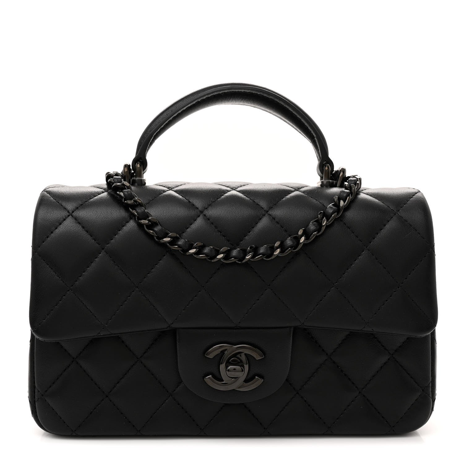 Chanel Lambskin Quilted Mini Top Handle Rectangular Flap So Black 1 of 11