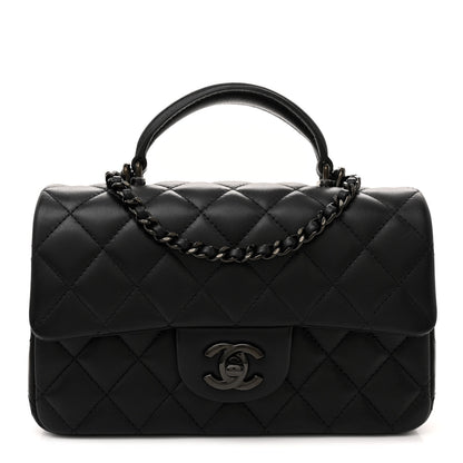 Chanel Lambskin Quilted Mini Top Handle Rectangular Flap So Black 1 of 11