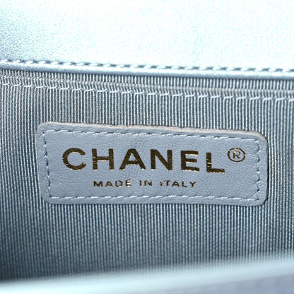 Chanel Iridescent Patent Calfskin Quilted Medium Boy Flap Light Blue 5 of 10