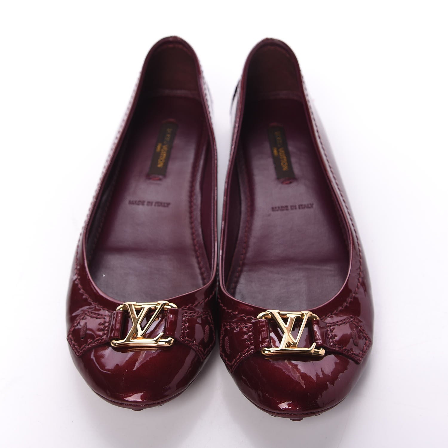 Louis Vuitton Patent Calfskin Oxford Ballerina Flats 34.5 Amarante 5 of 9