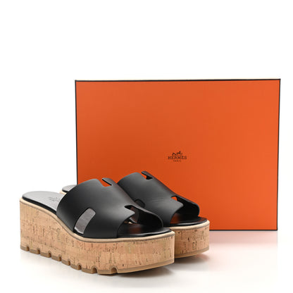 Hermes Calfskin Cork Eze 30 Sandals 41 Black 9 of 9