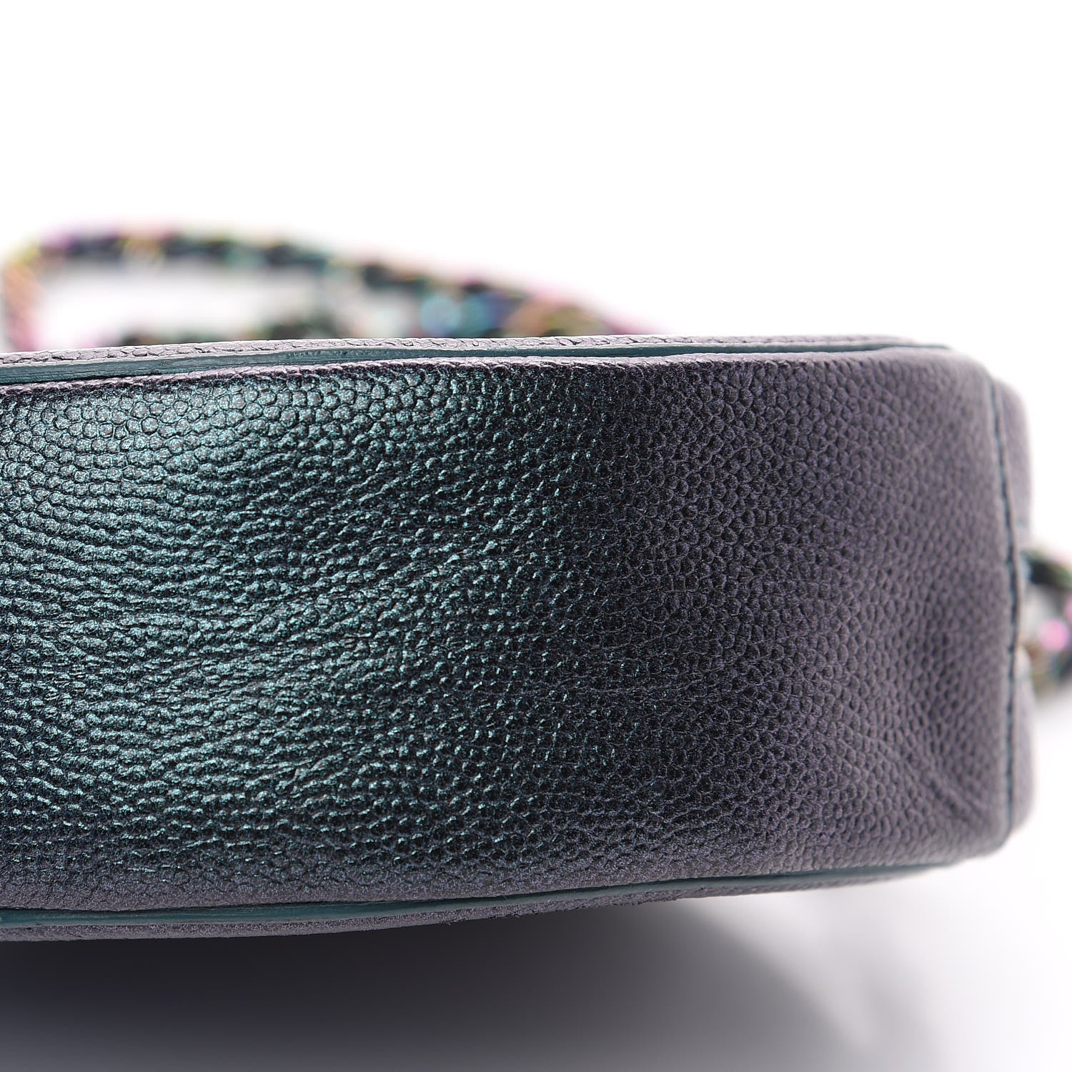 Chanel Iridescent Caviar Quilted Round Filigree Crossbody Dark Turquoise 10 of 10