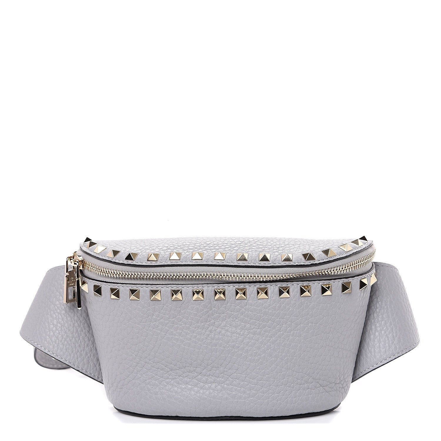 Valentino Garavani Grained Calfskin Rockstud Belt Bag 85 Pastel Grey 1 of 9